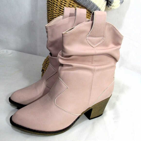FANCY PINK COWGIRL BOOTS SIZE 8 USED ONCE, VERY CLEAN CHARLES ALBERT - Picture 2 of 11